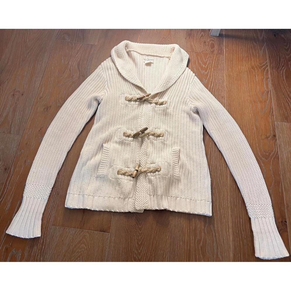 Ralph Lauren Cream 100%Cotton Knit Toggle Sweater Cozy Cottagecore S/P